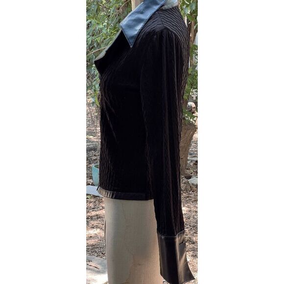Amazing Michelle Nicole Leather Collar & Cuffs Zip Up Cardigan Shirt - M - Picture 4 of 6